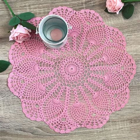 Pink Crochet Doily Doily Crochet Lace Doily Pink Doily Etsy Uk Lace
