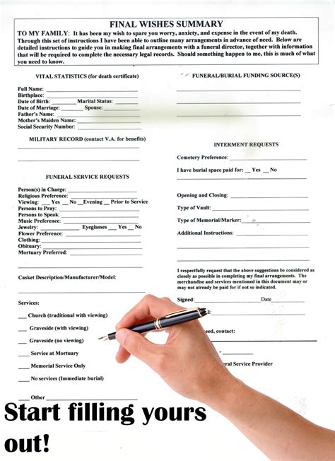 Printable Form For Burial Wishes Printable Forms Free Online