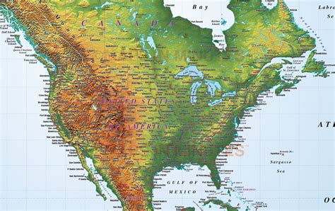 Large Detailed Political Map Of North America With Relief And Major Images