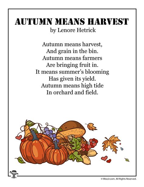 50 Inspirational Harvest Poems For Kids Poems Ideas