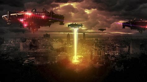 Scifi City Alien Metropolis Ufo Alien Invasion Darkness