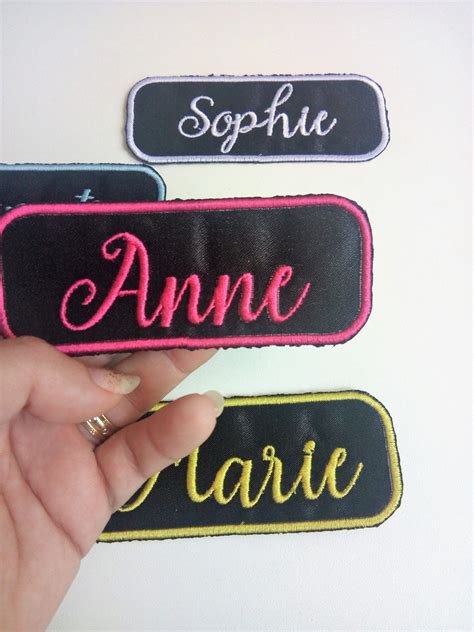 Embroidered Name Tag Black Name Patch Iron On Embroidered Etsy In