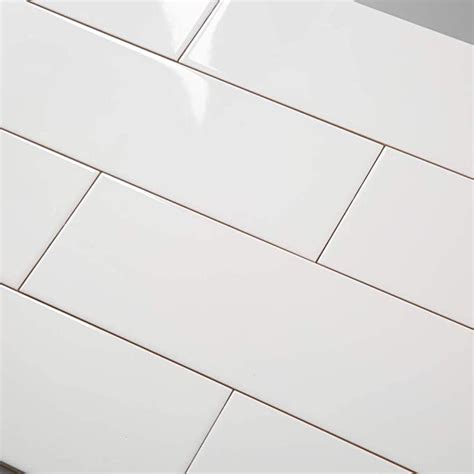 Diflart White Ceramic Subway Tile 4x12 Inch Glossy Backsplash Tiles For