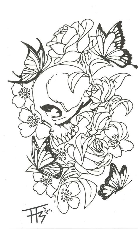 Skull N Butterflies Skulls Drawing Drawings Skull Tattoo Design