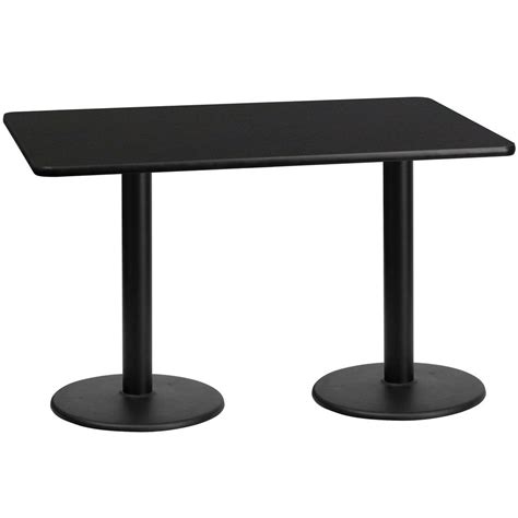 The top surface is a hard, transparent plastic wear layer that covers the printed design layer. Flash Furniture 30'' x 60'' Rectangular Black Laminate Table Top with 18'' Round Table Height ...