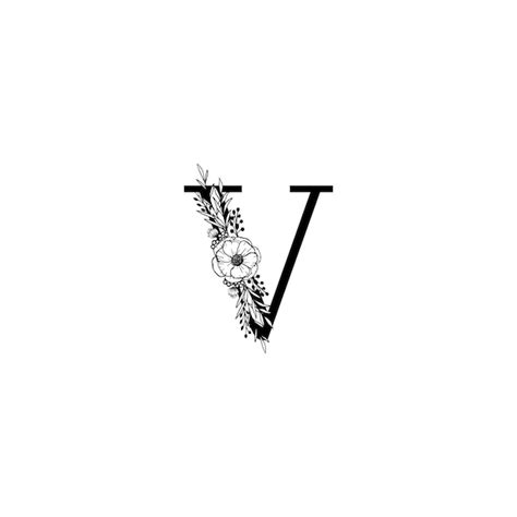 Premium Vector Initial V Floral Alphabet Logo Black Floral Alphabet