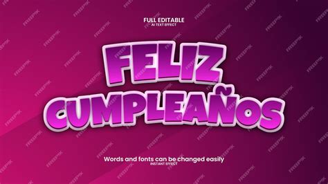 Feliz Cumpleaños En Español Feliz Cumpleaos Efecto De Texto 3d Vector