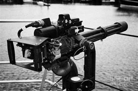 Minigun Mounted As Close In Weapon Protection Against Small Boat