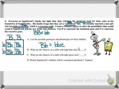 In this biology worksheet, students use the information given to complete each of . Bikini Bottom Genetics Review - YouTube