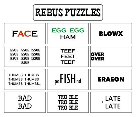 Printable Rebus Puzzles With Answers Portal Tutorials