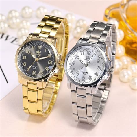 Fashion Stainless Steel Women Luxury Watch Analog Quartz Round Wristwatch Ladies Elegant Gold