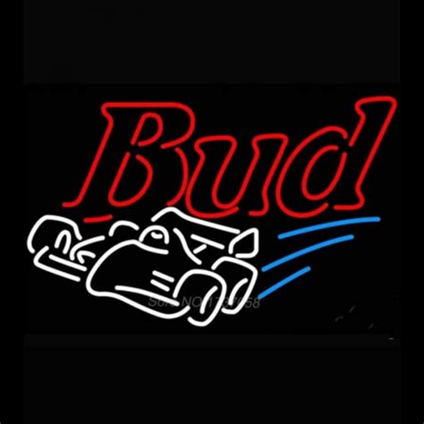 Custom Budweiser Race Car Beer Light Neon Sign USA Custom Neon Signs