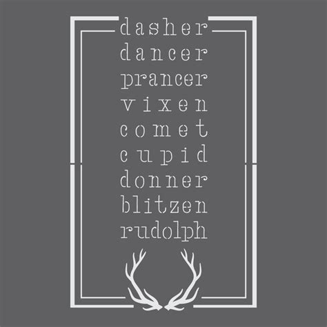 Reindeer Names Stencil For Crafting