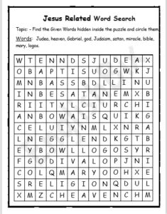 Jesus Word Puzzles Printable Mini Workbook EnglishBix