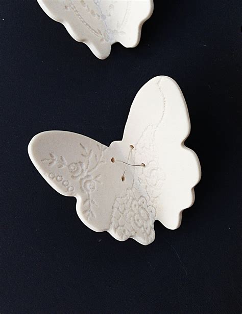 3 Porcelain Ceramic Sculptures 3d Butterfly Wall Art Vintage Etsy