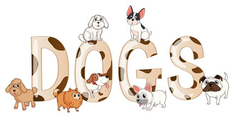 Word Design With Cute Dogs 367472 Vector Art At Vecteezy