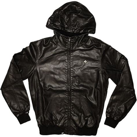 Lrg Leather Jacket Grass Roots Perf Faux Black Temple Of Deejays