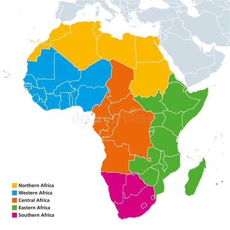 Mapa De Las Regiones De África Con Los Solos Países Ilustración Del Vector Ilustración De