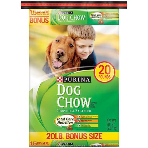 50 lb bag of dog food. Purina Dog Chow Complete Dry Dog Food (20 lb. Bag ...