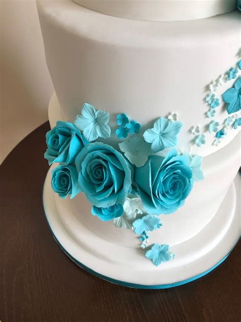 Turquoise Wedding Cake Cake By Fondant Fantasies Of Cakesdecor