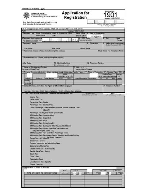 Bir Form 1901 Fillable Printable Forms Free Online