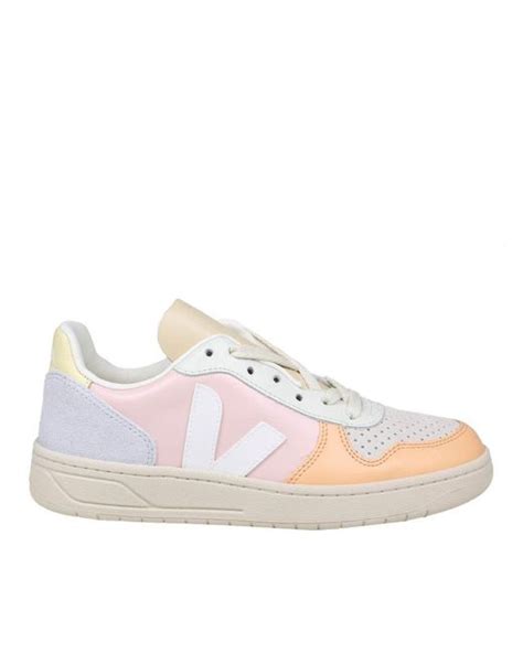 Veja V 10 Sneakers In Leather Multicolor In Pink Lyst
