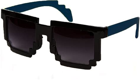 8 Bit Pixel Two Tone Black And Blue Pixelated Sunglasses Dark Lens Video Game Geek