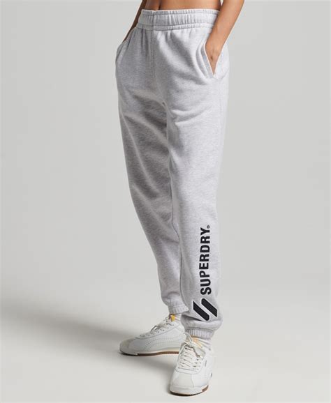 women s applique logo joggers in grey superdry ie