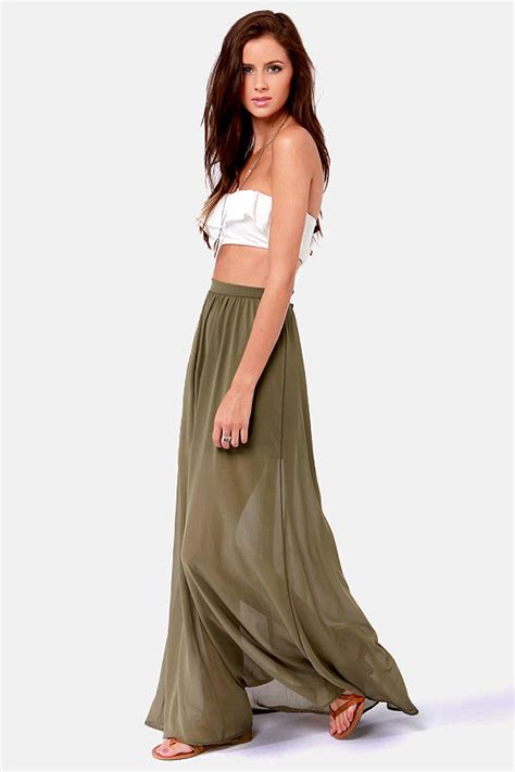 Gorgeous Olive Green Skirt Maxi Skirt 4100