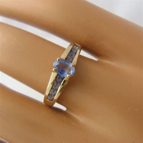 10k Pale Blue Sapphires Ring Samuel Aaron Size 10 From Mendocinovintage