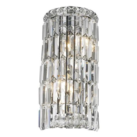 Worldwide Lighting 8 In W 4 Light Chrome Crystal Wall Sconce At