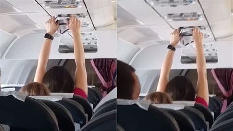 Woman Starts Drying Her Underwear On Ac Vent Of Packed Flight Video