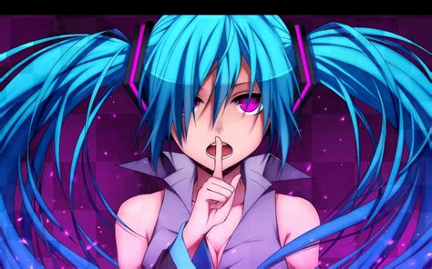 Anime Hatsune Miku Anime Girls Blue Hair Purple Eyes Long Hair