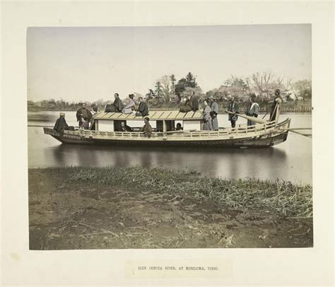 An Old Photo Of People Standing On The Back Of A Boat In The Water