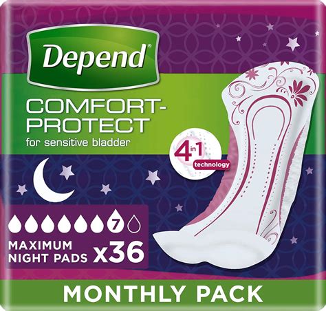Depend Maximum Overnight Incontinence Pads For Women 36 Pads Amazon