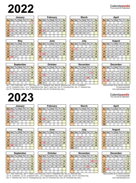 2022 2023 Calendar Free Printables World Of Printables 2022 2023 Two Year Calendar Free