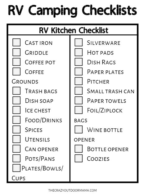 Free Rv Checklist Printable Packing List Dont Forget Ultimate Rv