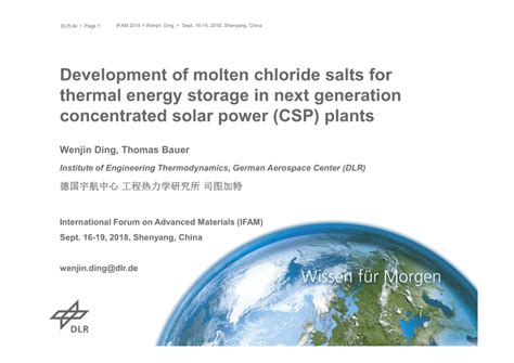 Pdf Development Of Molten Chloride Salts For Thermal Energy Storage In Next Generation