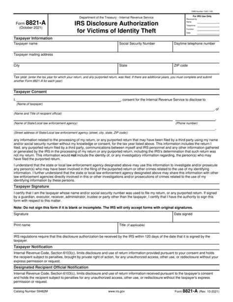 Irs Form 8821 A Download Fillable Pdf Or Fill Online Irs Disclosure