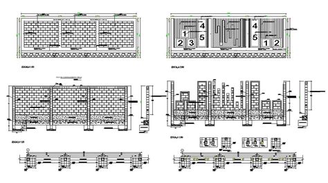 Compound Wall Construction Section Drawing Dwg File Cadbull