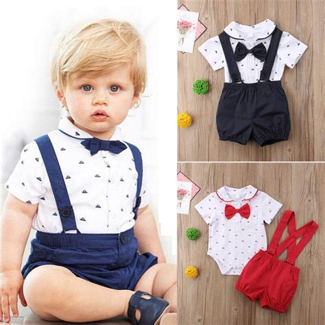 Emmababy Newborn Kid Baby Boy Outfit Clothes Bow Romper Jumpsuitpants