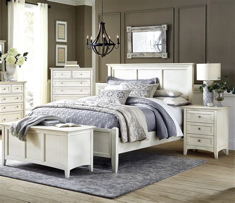 • concrete imitated texture material combined with white giving updated. White Linen Cottage Queen Panel Bedroom Set 3Pcs NRLWT5030 ...