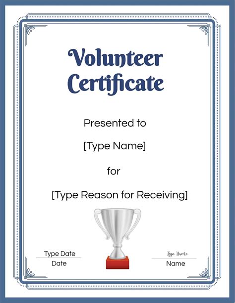 volunteer appreciation certificate template free
