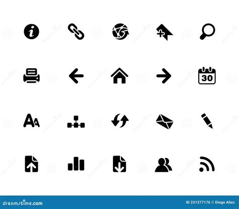 Web Icons 32 Pixels Icons White Series Stock Vector Illustration
