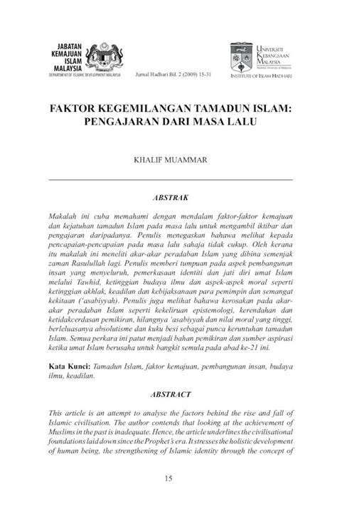 Pdf Faktor Kegemilangan Tamadun Islam Dokumen Tips