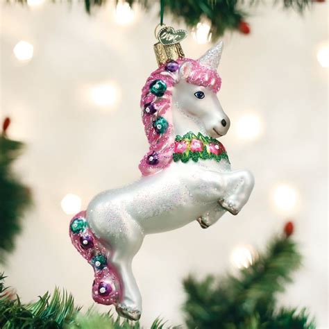 Prancing Unicorn Old World Christmas Glass Tree Ornament Unicorn