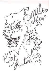 Laugh Now Cry Later Tattoo Sketch Coloring Page