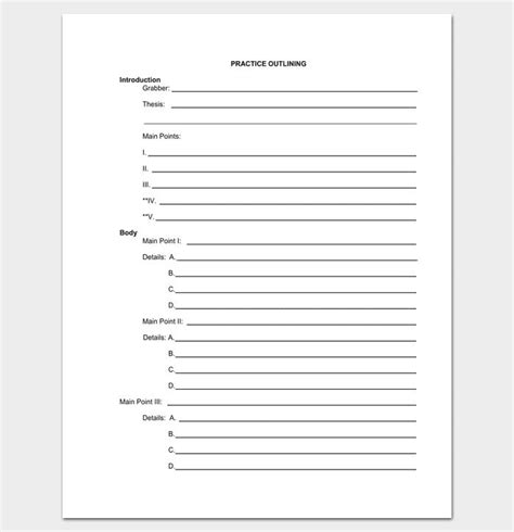 The systematic process of starting with just three words, writing a sentence with one's own words, and then adding in more interesting words afterward. Research Outline Template - 8+ For Word Doc & PDF Format ...