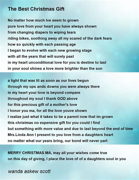 The Best Christmas T The Best Christmas T Poem By Wanda Askew Scott