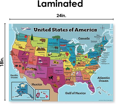 mapa dos eua para criancas laminado mapa de parede dos estados images